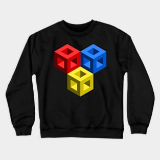 Primary Colors Optical Illusion Cubes Crewneck Sweatshirt